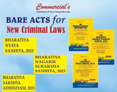 Combo Pack : Bharatiya Nyaya Sanhita, 2023, Bharatiya Nagarik Suraksha Sanhita, 2023 & Bharatiya Suraksha Adhiniyam, 2023 book by  for Commercial House